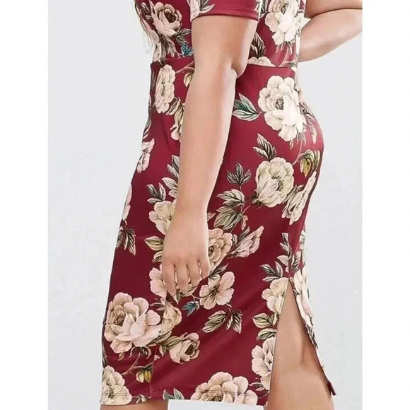 NWT ASOS Burgundy Southern Floral Career Dress Size 2 Cottagecore Classic Fall - Picture 3 of 7